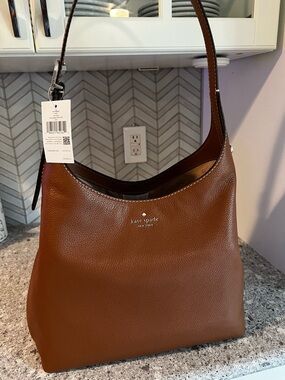 Kate Spade 454 Brown Pebbled Leather Shoulder Bag
